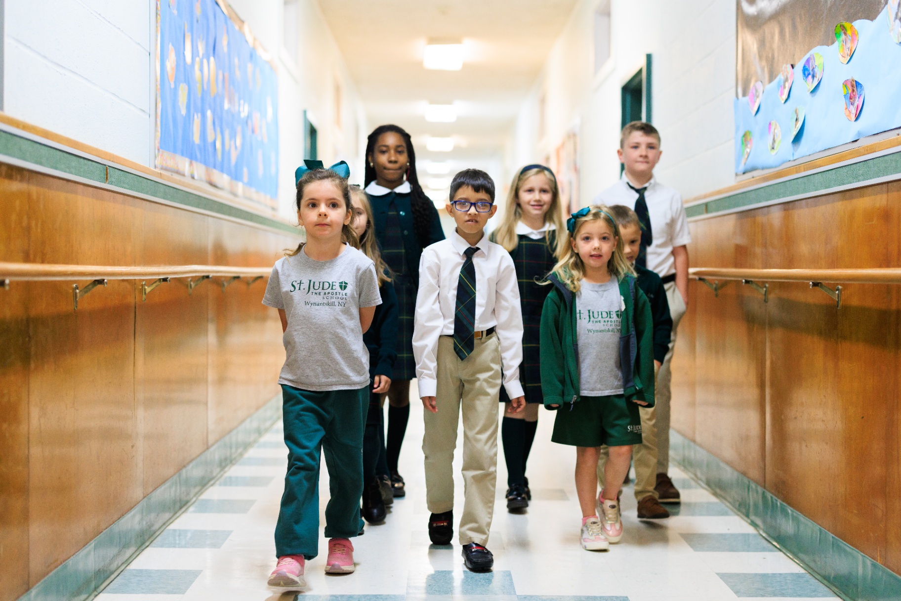 Students walking through the hallway